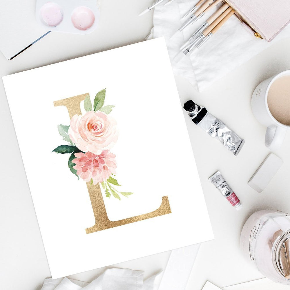 Blushed Collection - Floral Monogram Alphabet - Instant Download