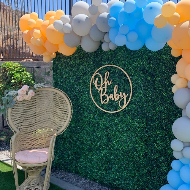 Oh Baby Hoop Wood Sign for Baby Shower Decor, Sprinkle Decorations
